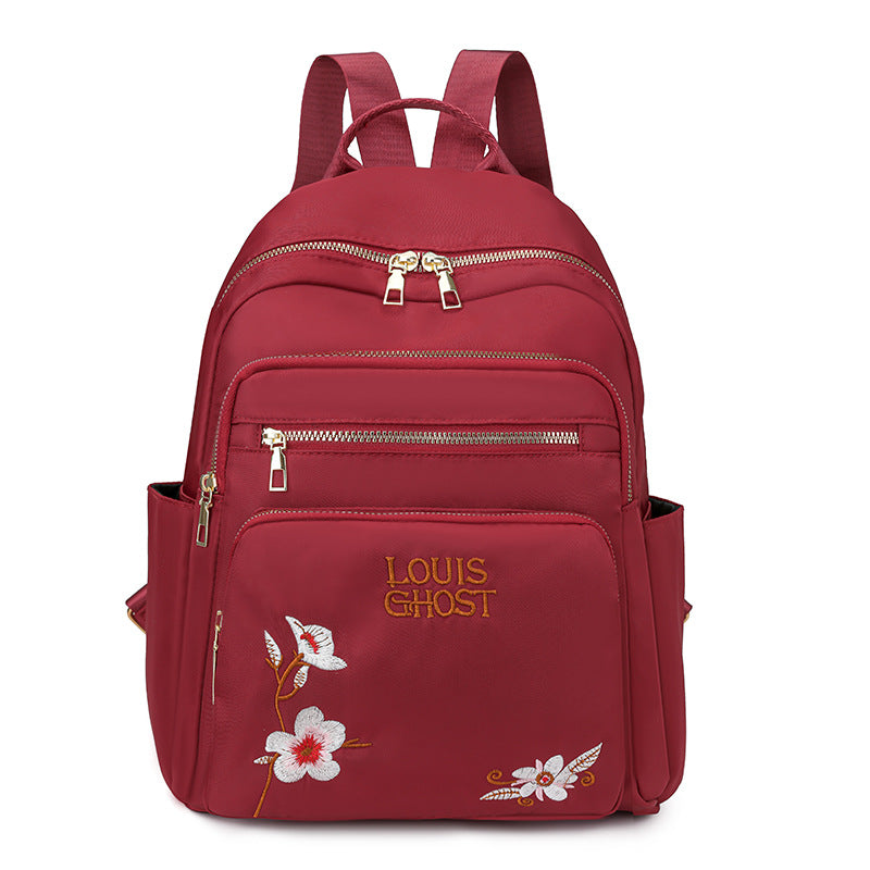 Embroidered Multi-Pocket Backpack