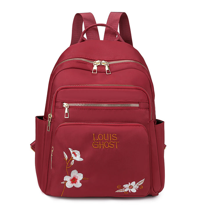 Embroidered Multi-Pocket Backpack