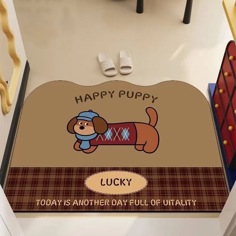 Playful Puppy-Themed Welcome Mat