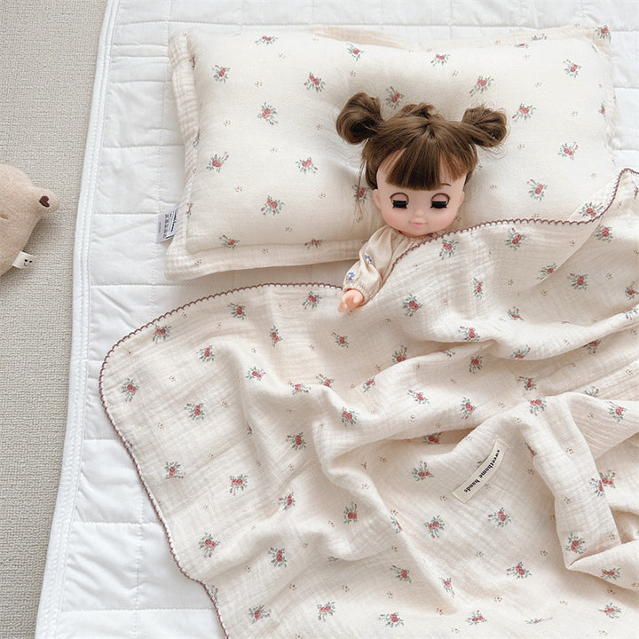 Unisex cuddly muslin blanket with elegant floral pattern Bowlift