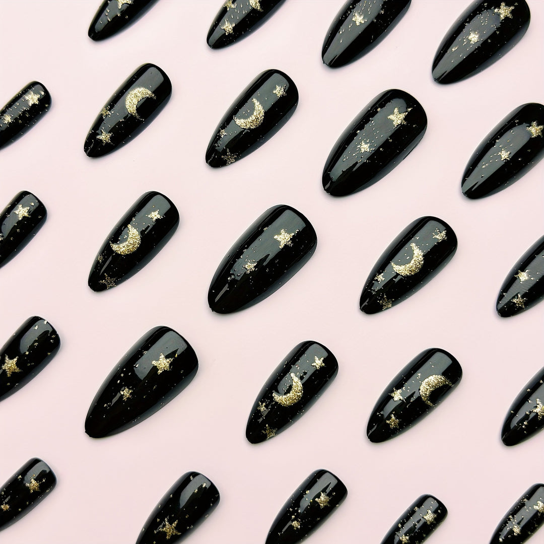 Glamorous nail art in moon and star design Bowlift