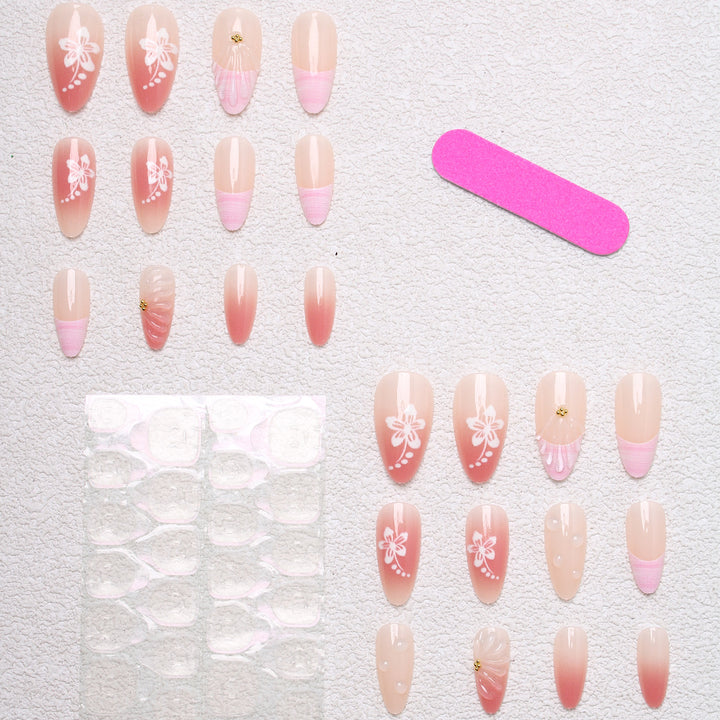 Artificial Nail Set with Floral Designs and 3D Decorations Bowlift