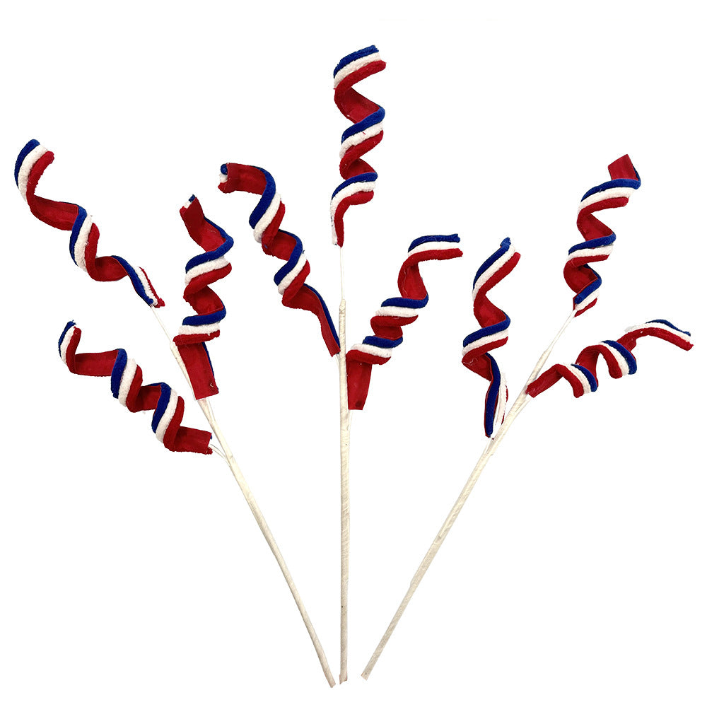 Unisex decorative spiral plug branch with wrapped fabric tape and flexible wire base Bowlift