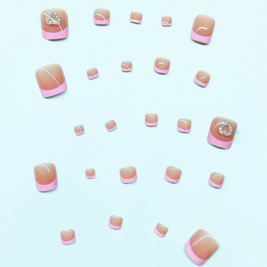 Decorative Heart-Embellished Gel Toe Nail Art Bowlift