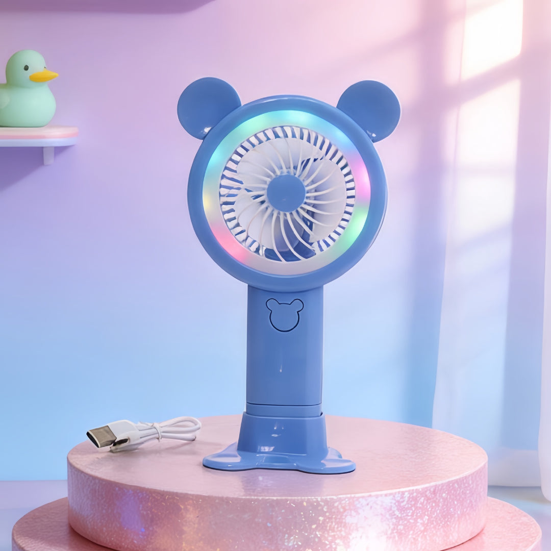 Women's Portable Hand Fan in Cheerful Bear Design Bowlift