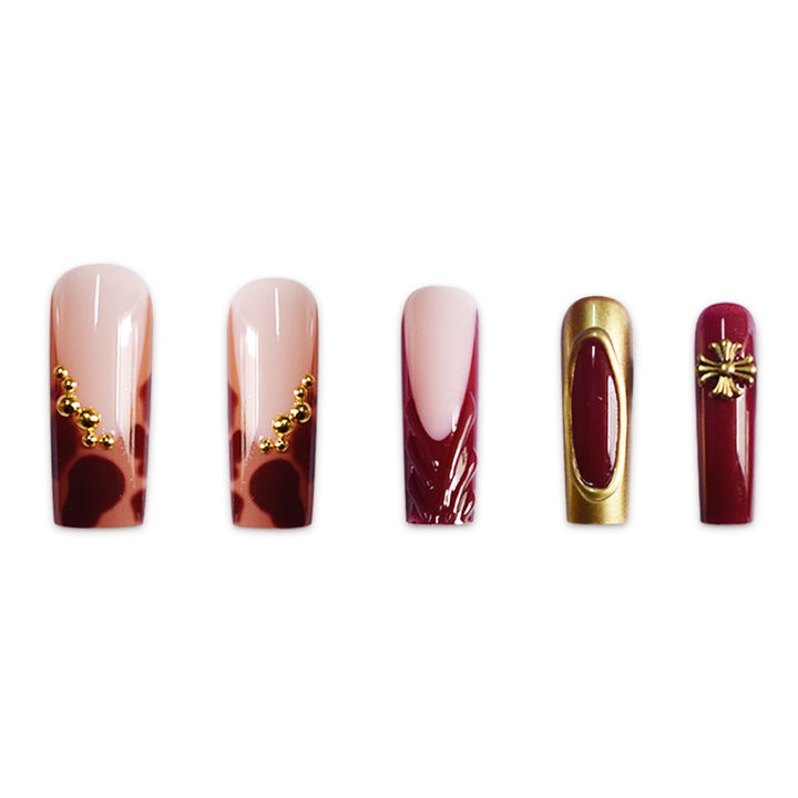 Artistic Long Press-On Nails with Elegant Accents Bowlift