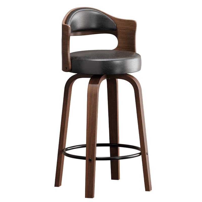 Modern Bar Stool with Unique Wooden Design and Rotating Seat Bowlift