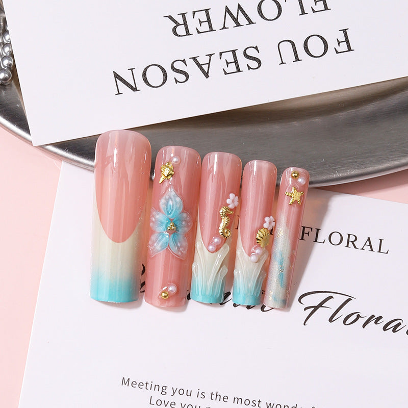 Floral Decorative Press-On Nail Set Bowlift