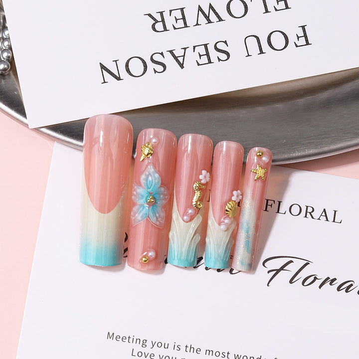 Floral Decorative Press-On Nail Set Bowlift