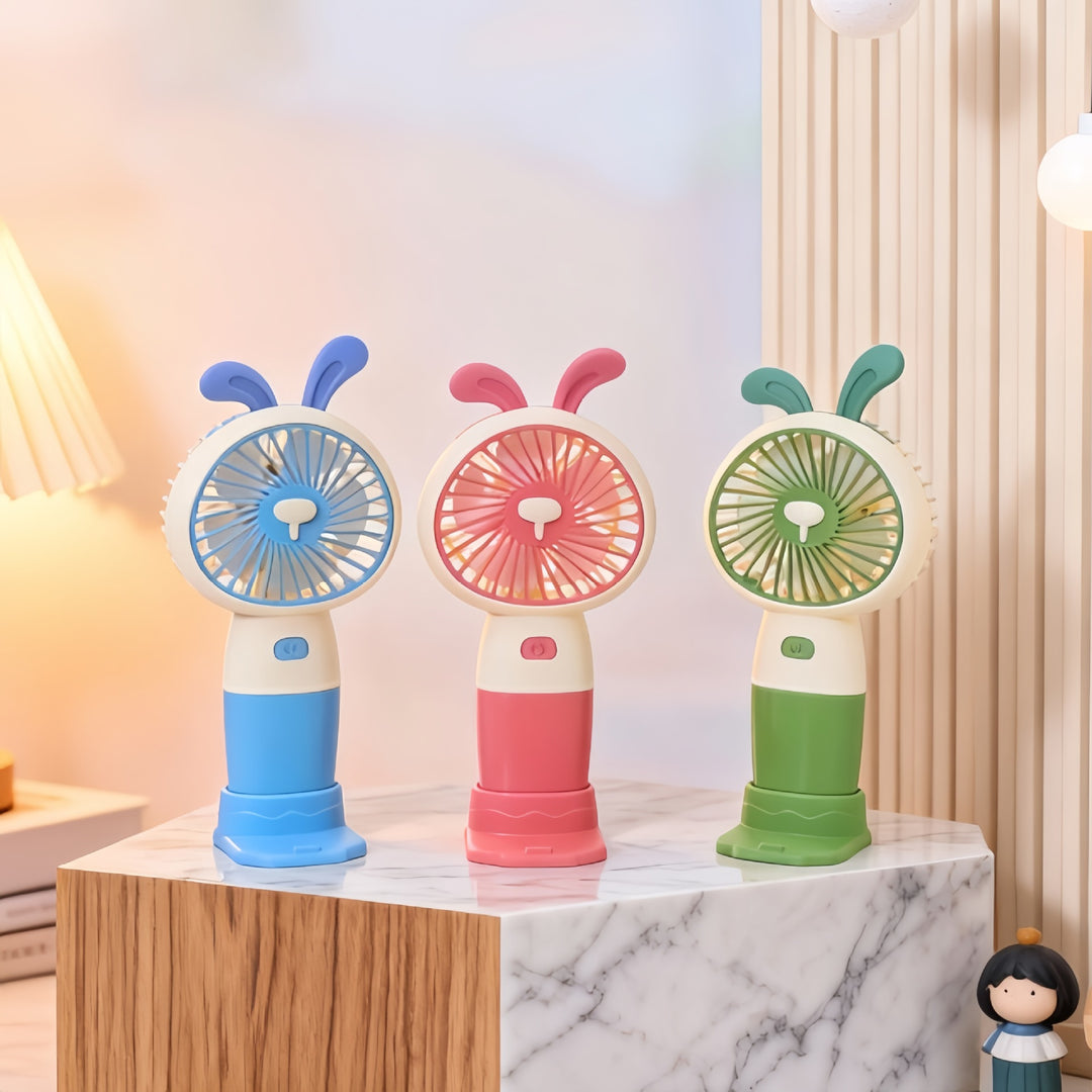 Ladies Portable Hand Fan with Cute Rabbit Design Bowlift
