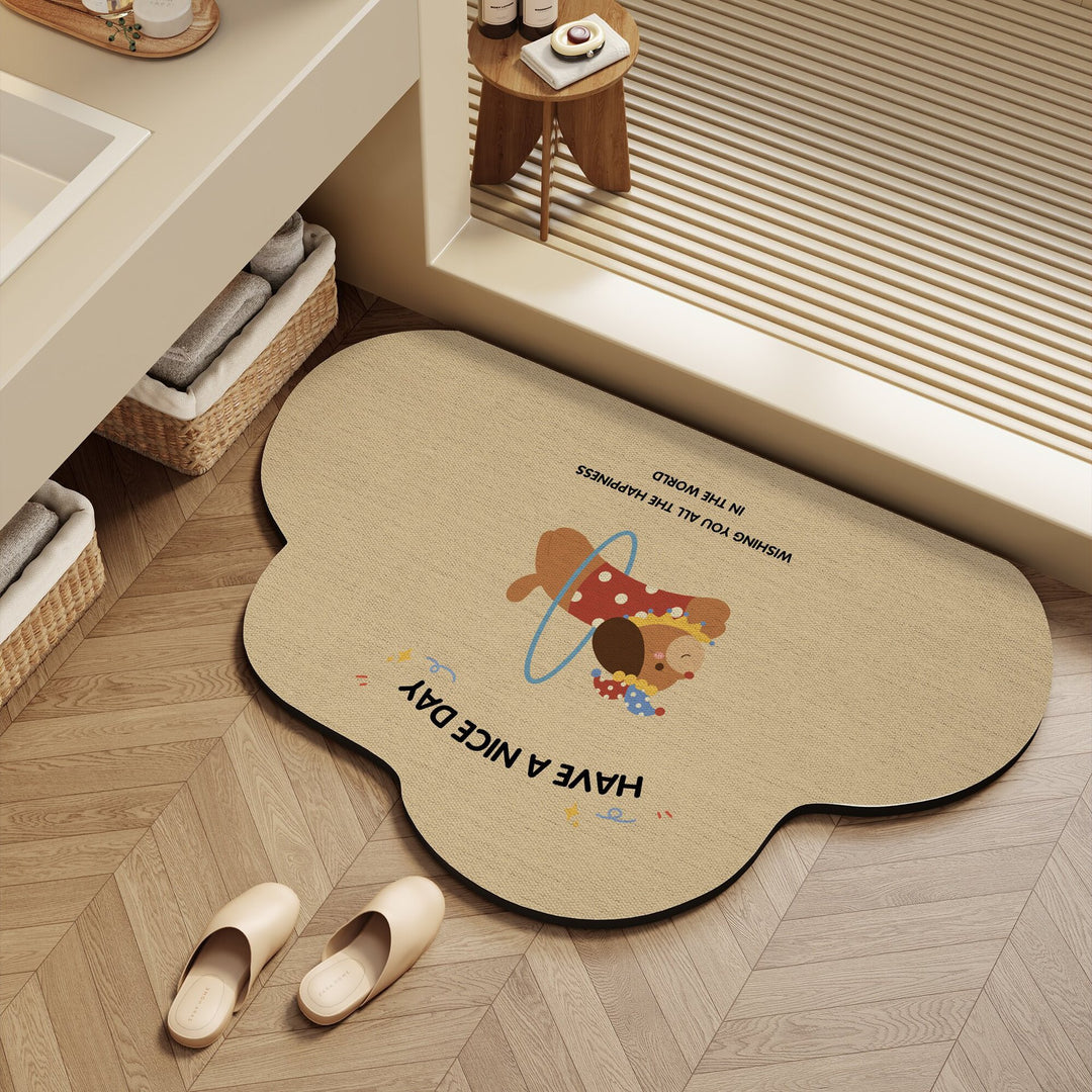 Playful dog-themed bath mat