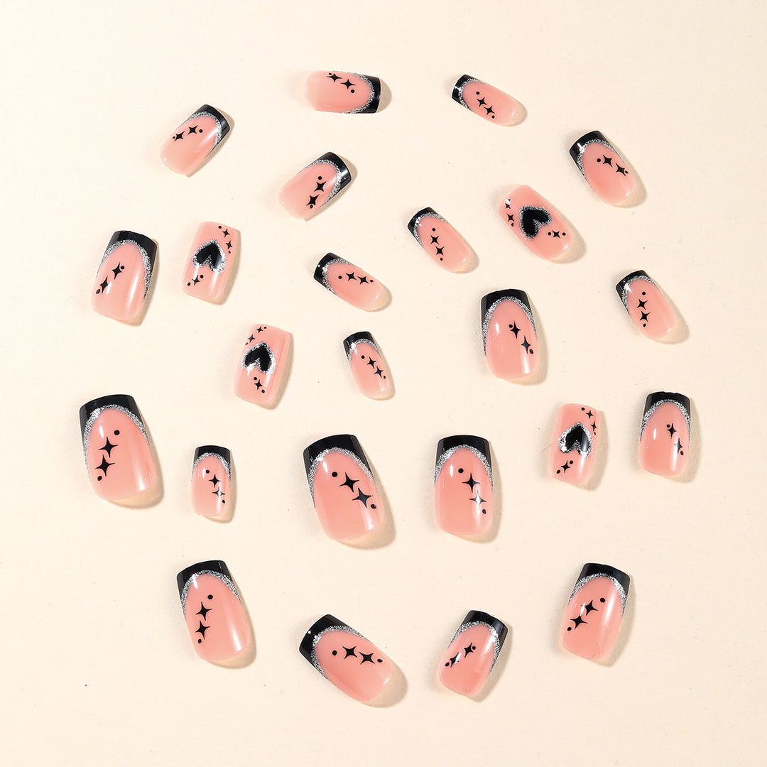 Gothic Heart-Accent Nail Art Extensions Bowlift