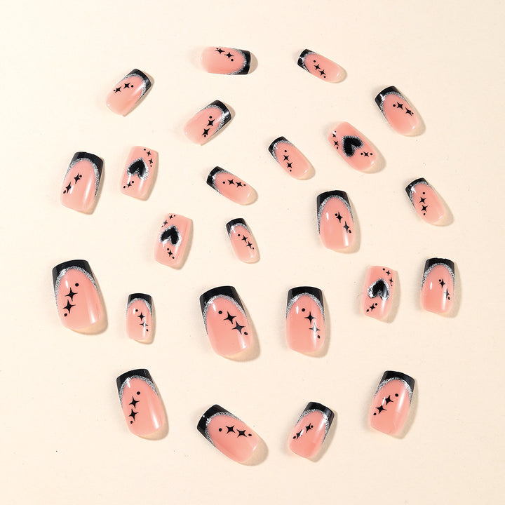 Gothic Heart-Accent Nail Art Extensions Bowlift