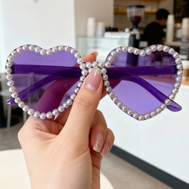 Heart-Shaped Pearl-Accent Sunglasses Bowlift