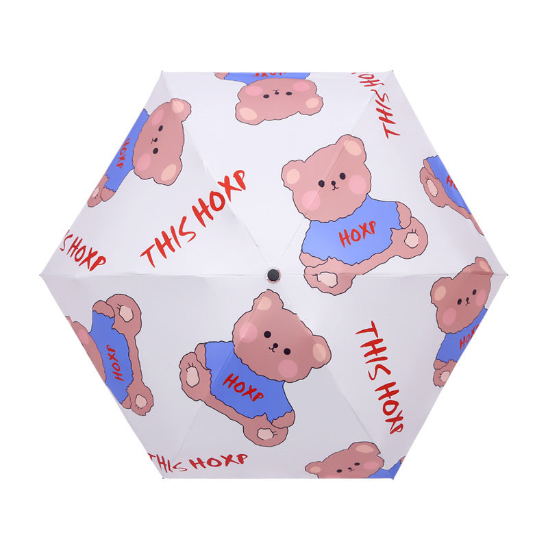 Women's Foldable Umbrella with Cute Bear Design Bowlift