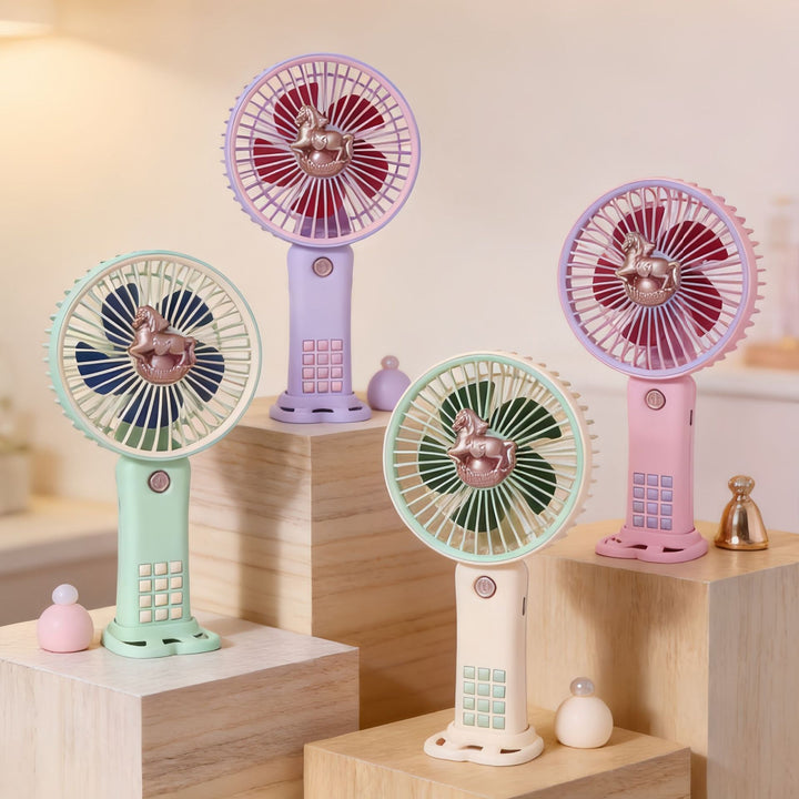 Women Portable Hand Fan with Innovative Unicorn Design Bowlift