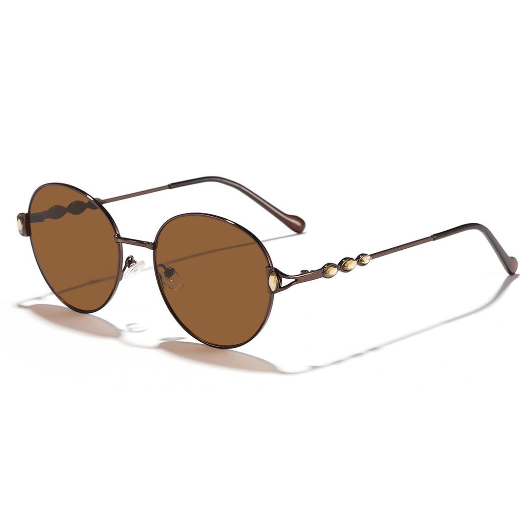 Women round sunglasses with elegant metal frame and mirrored lenses Bowlift