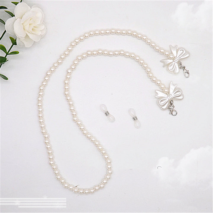 Elegant pearl glasses chain with bow pendants Bowlift