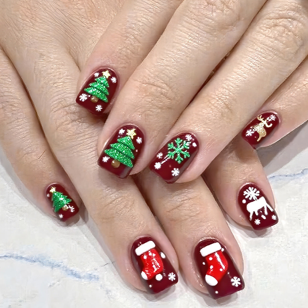 Festively Themed Press-On Nail Art Set Bowlift