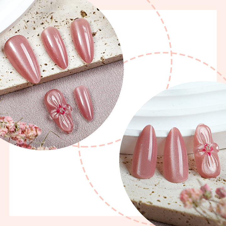 Premium Floral Decorative Press-On Nail Set Bowlift