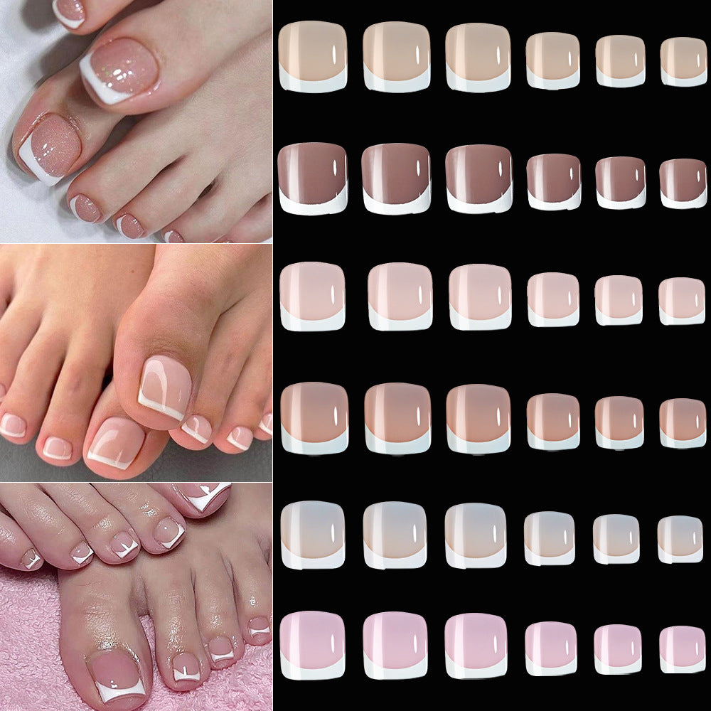 French Tip Gel Toenail Set Bowlift