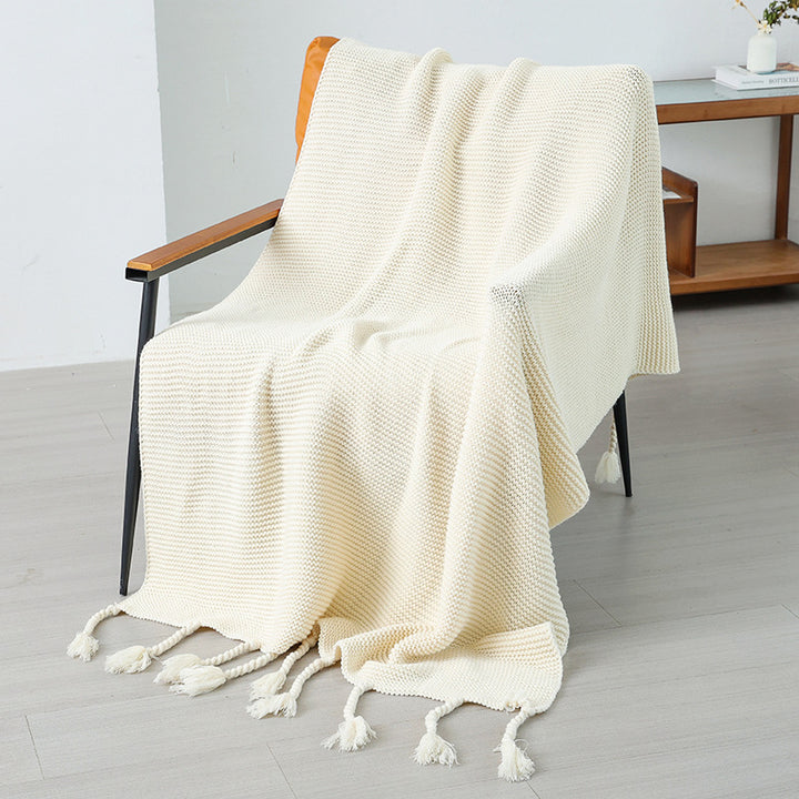 Women’s knitted blanket with decorative tassels Bowlift