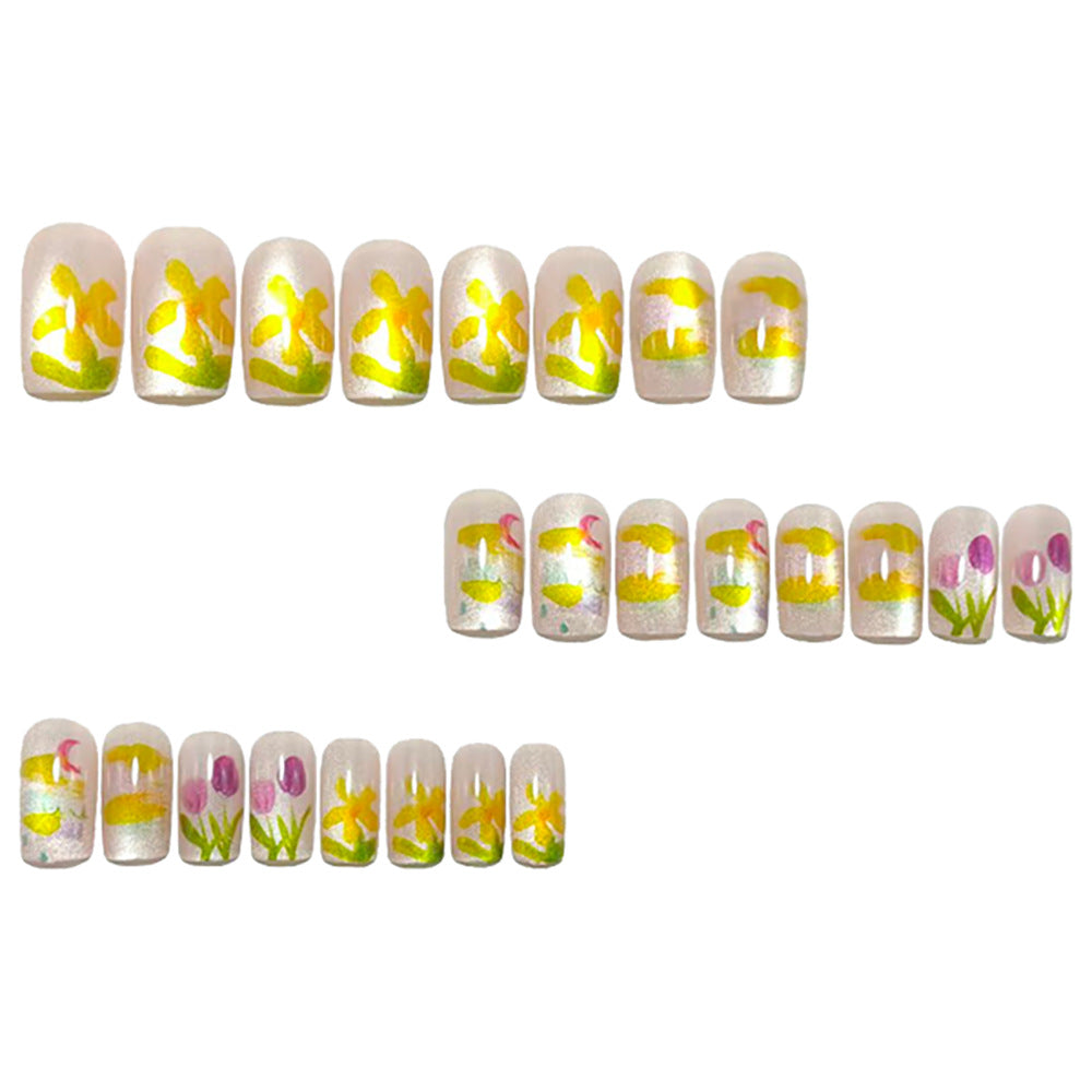 Artificial nails with colorful spring design Bowlift