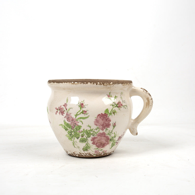 Decorative ceramic pot with floral pattern Bowlift