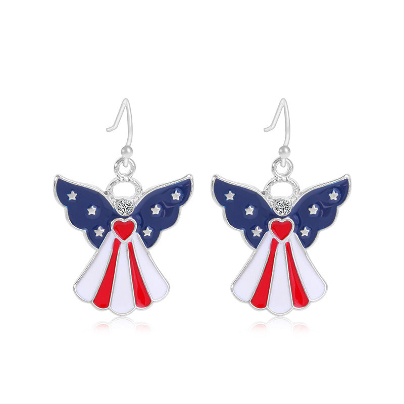 Women's lightweight star earrings with enamel flag design and fishhook Bowlift