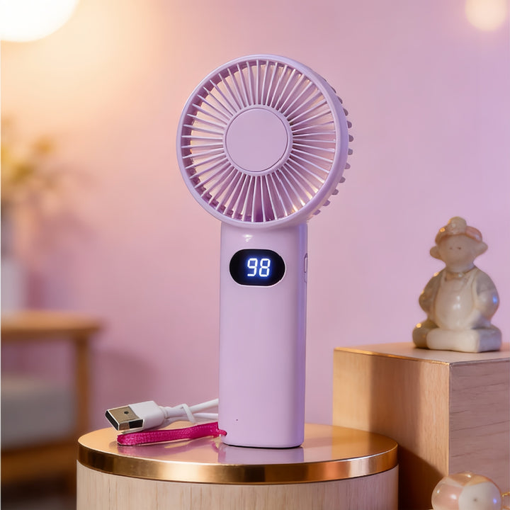 Women's Portable Mini Handheld Fan with LCD Display Bowlift