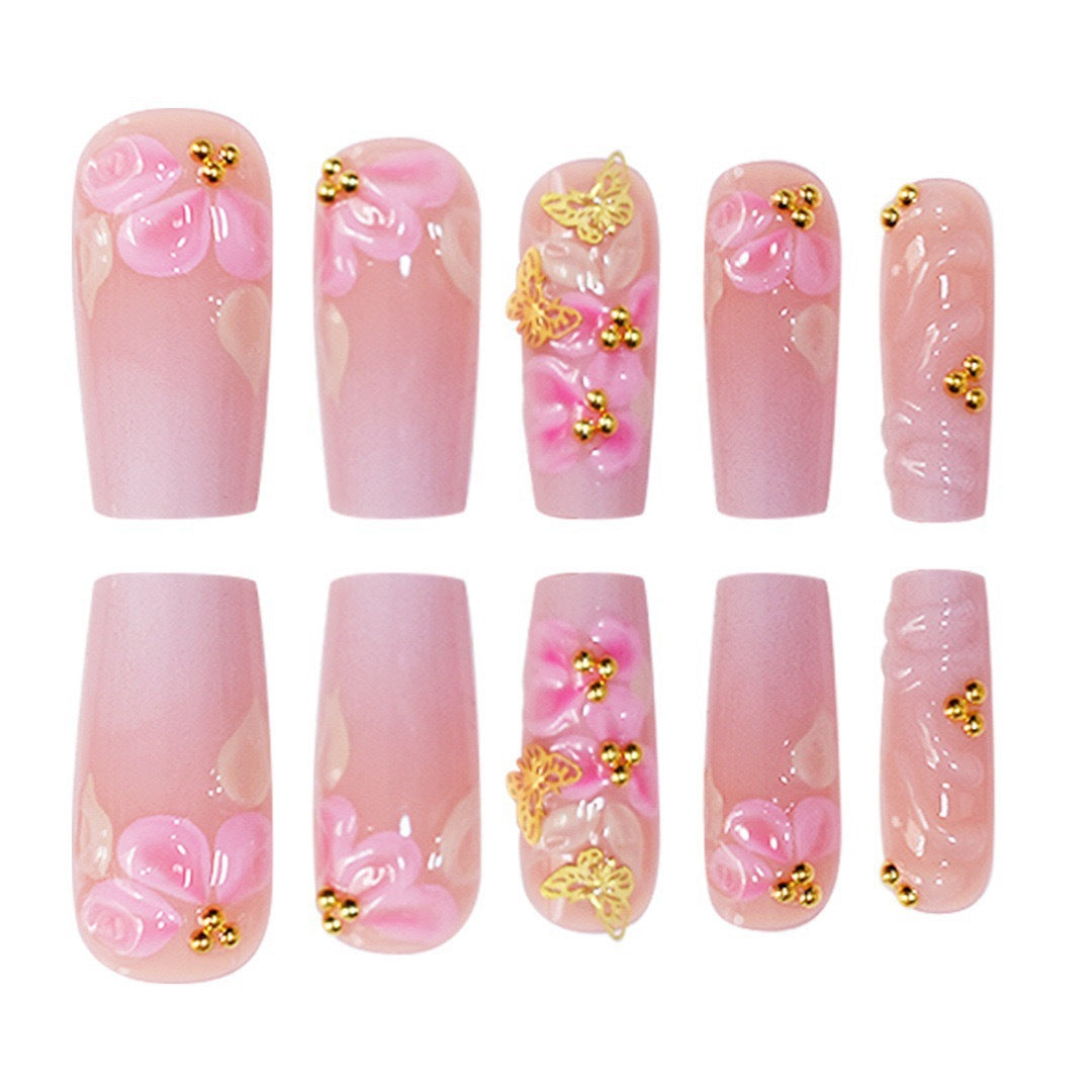 Floral Art Acrylic Nail Enhancements Bowlift