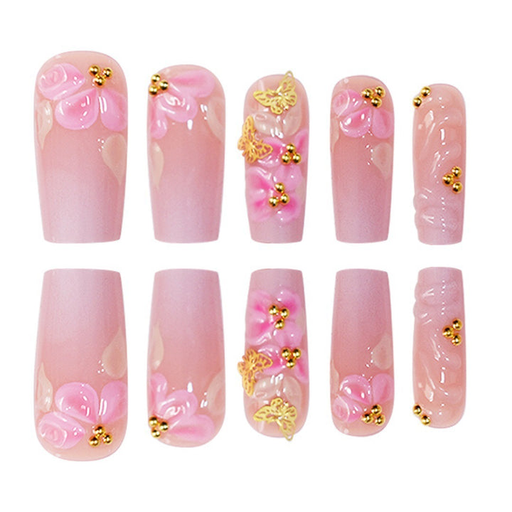 Floral Art Acrylic Nail Enhancements Bowlift
