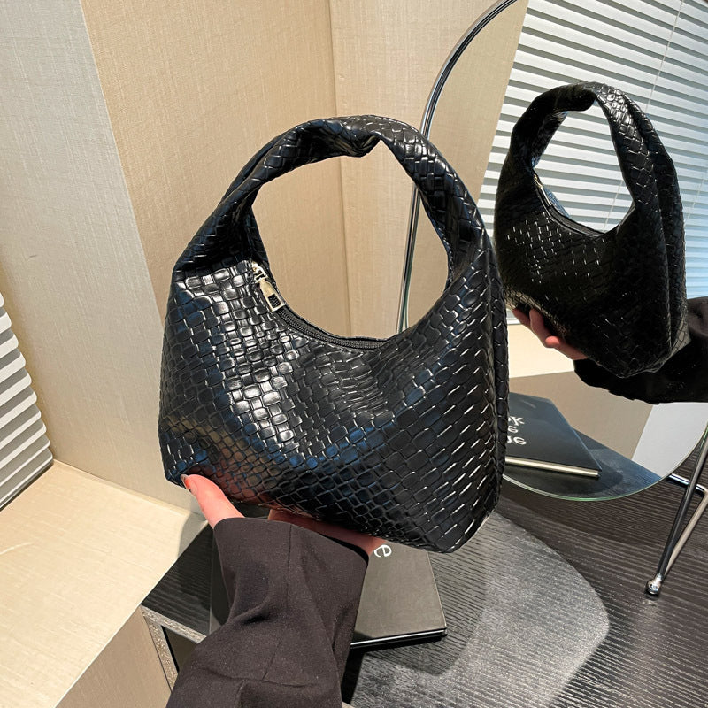 Textured Faux Leather Hobo Bag Bowlift