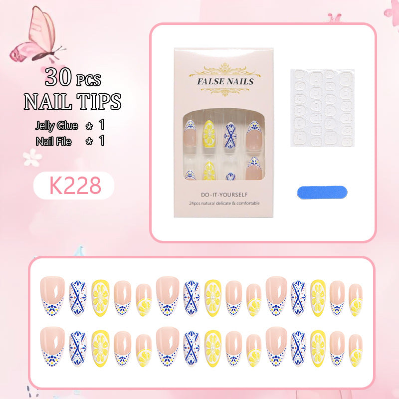Creative Nail Art Set with Lemon and Flower Designs Bowlift