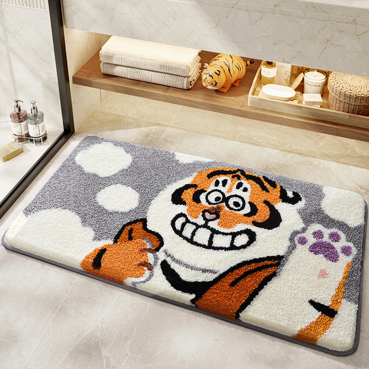 Playful Cartoon Tiger Bath Mat Bowlift