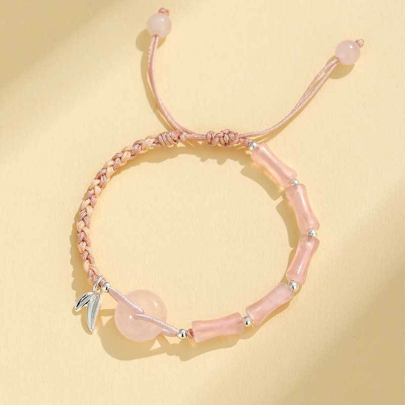 Adjustable Gemstone and Leaf Charm Bracelet Bowlift