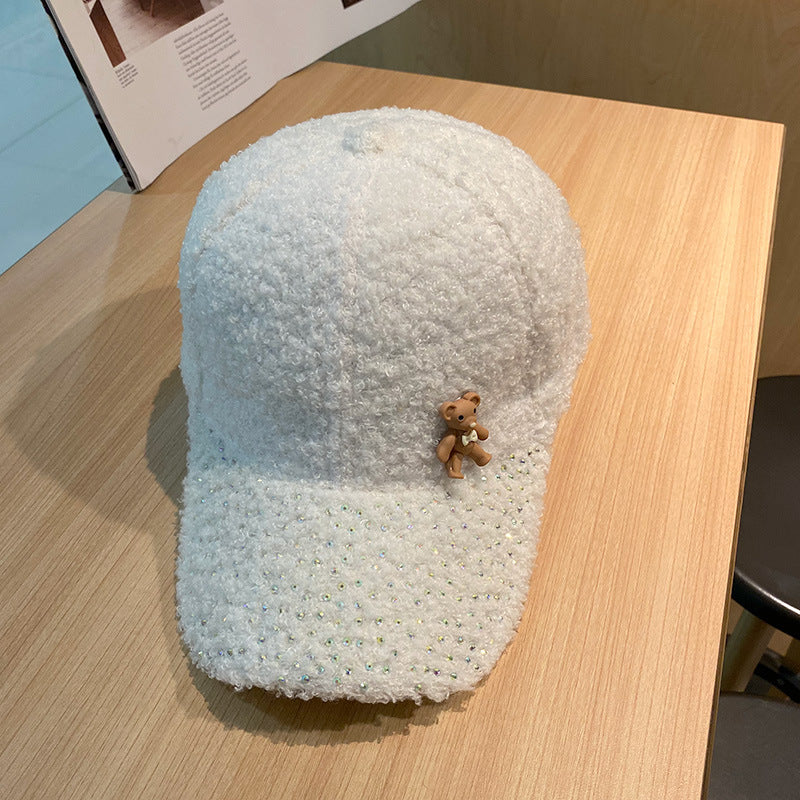 Women's Shimmering Fuzzy Baseball Cap Bowlift