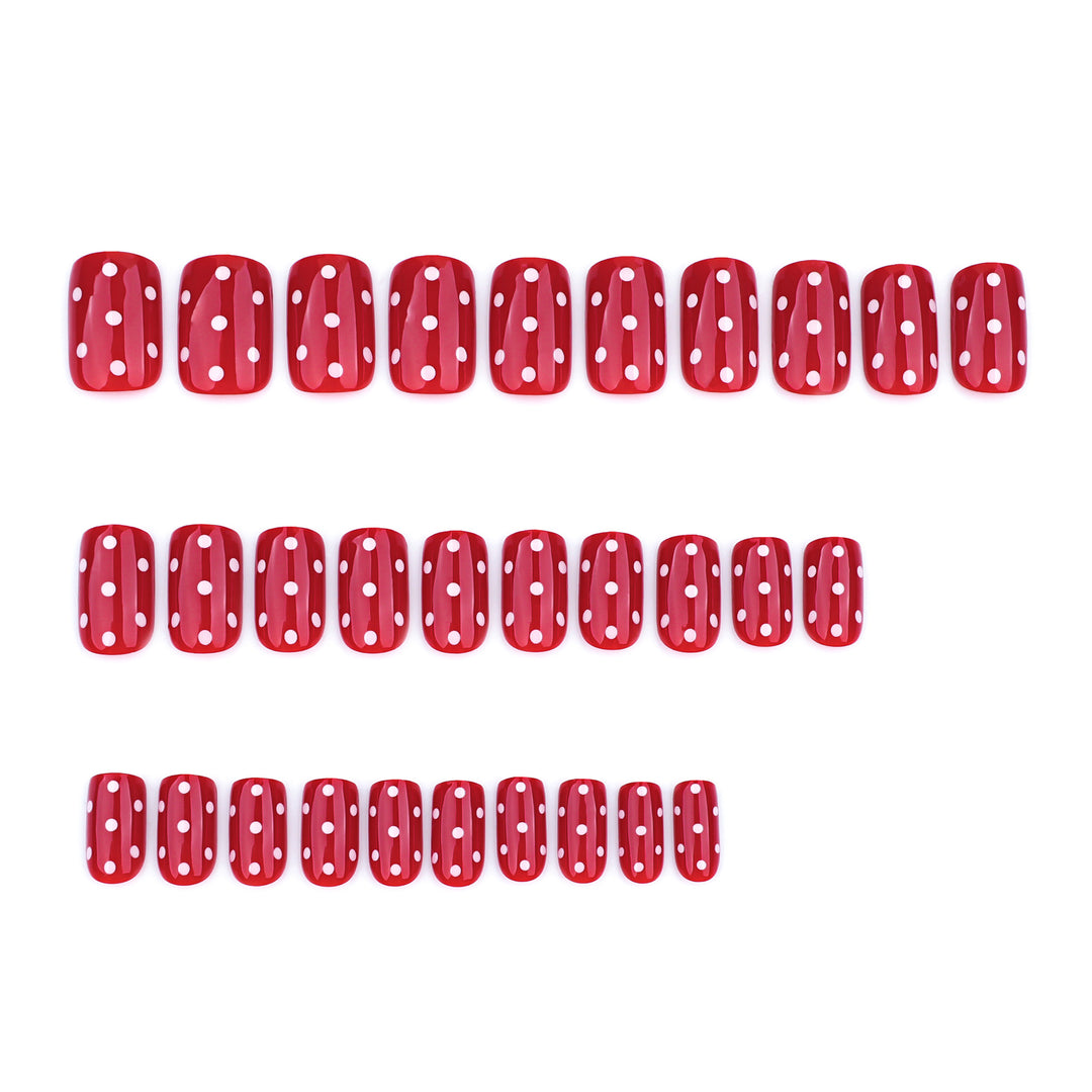 Artful Nail Art with Red Dots Bowlift