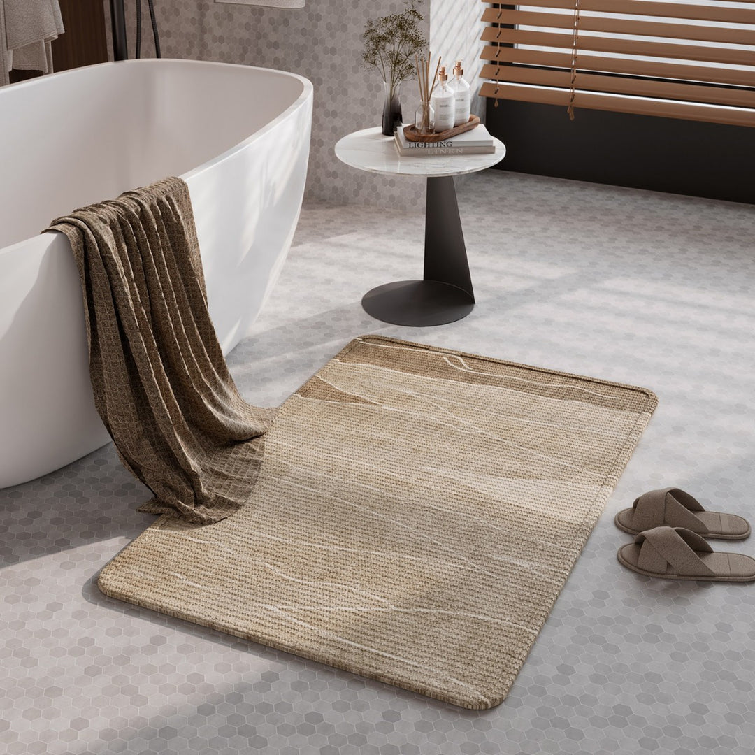 Soft Linen Textured Bathroom Mat