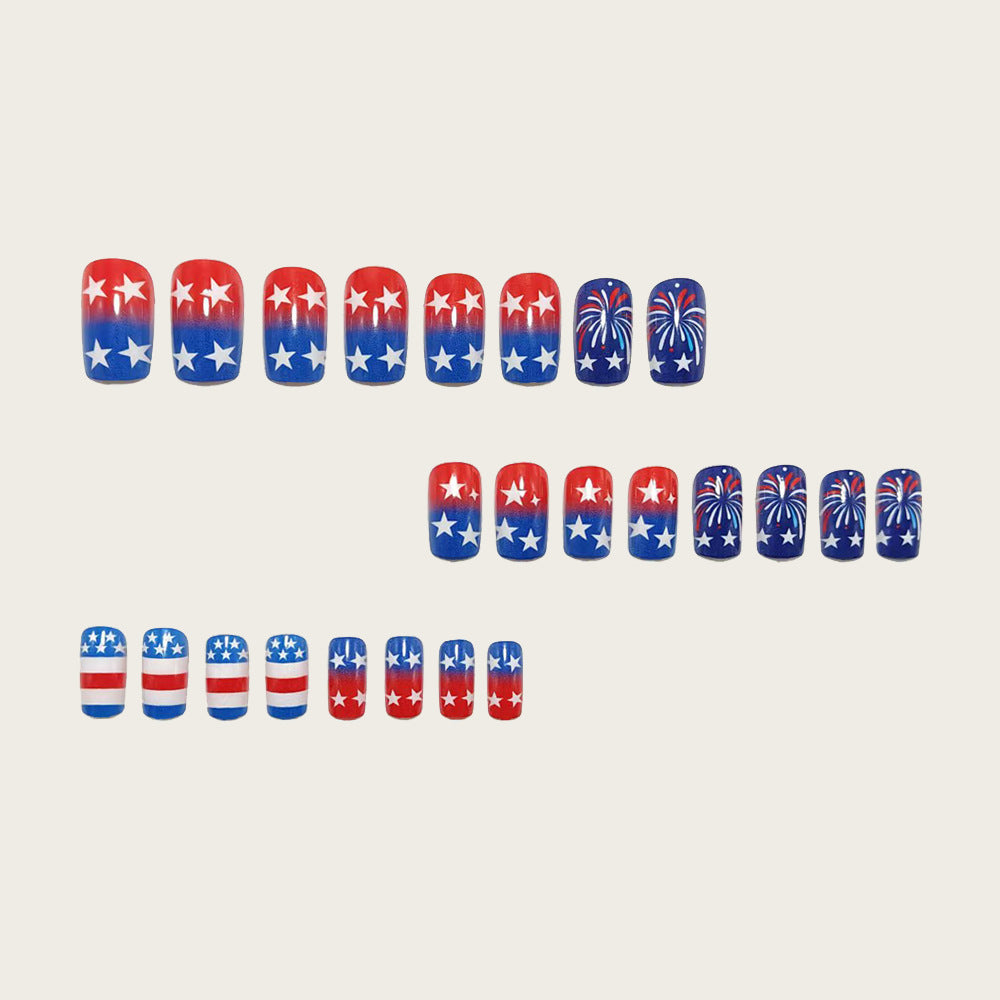Artificial Nails in the Patriotic Design Bowlift