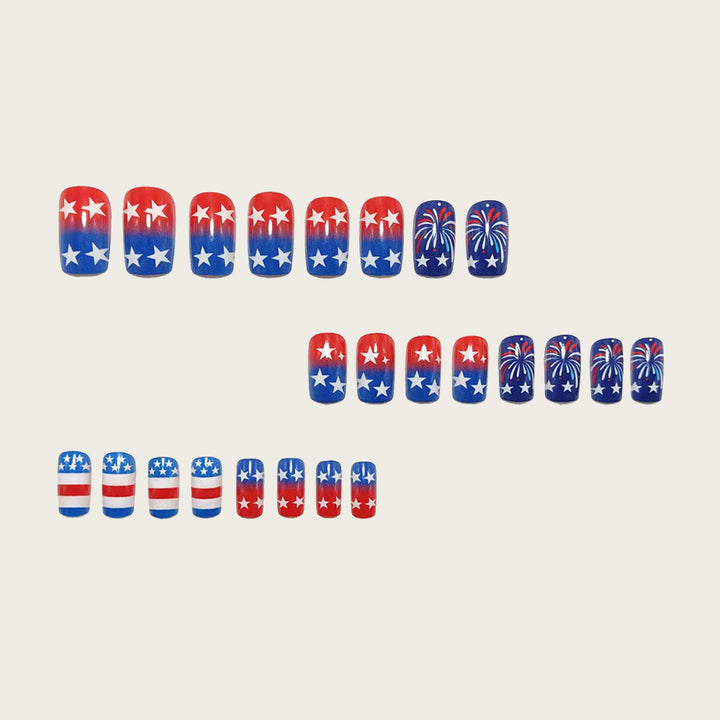 Artificial Nails in the Patriotic Design Bowlift