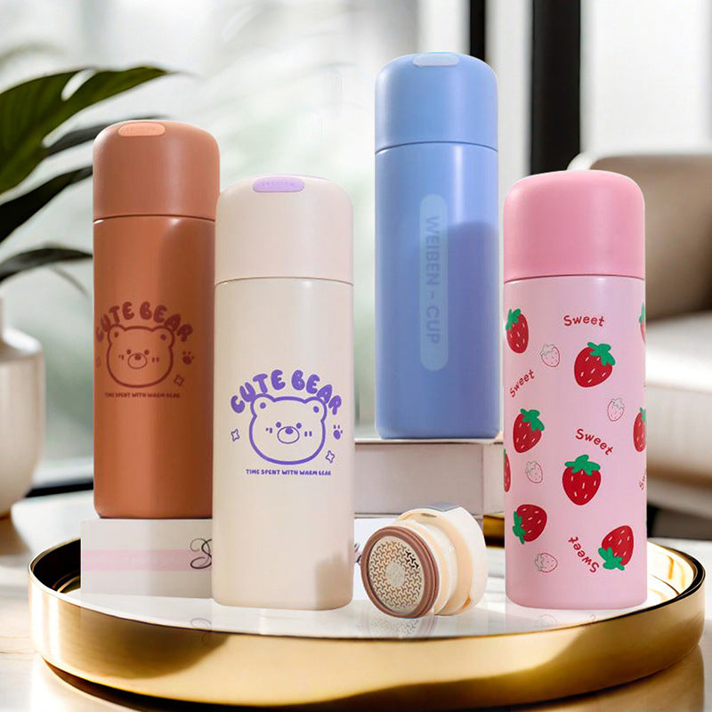 Women's Insulated Water Bottle with Fruity Design and Ergonomic Carry Handle Bowlift