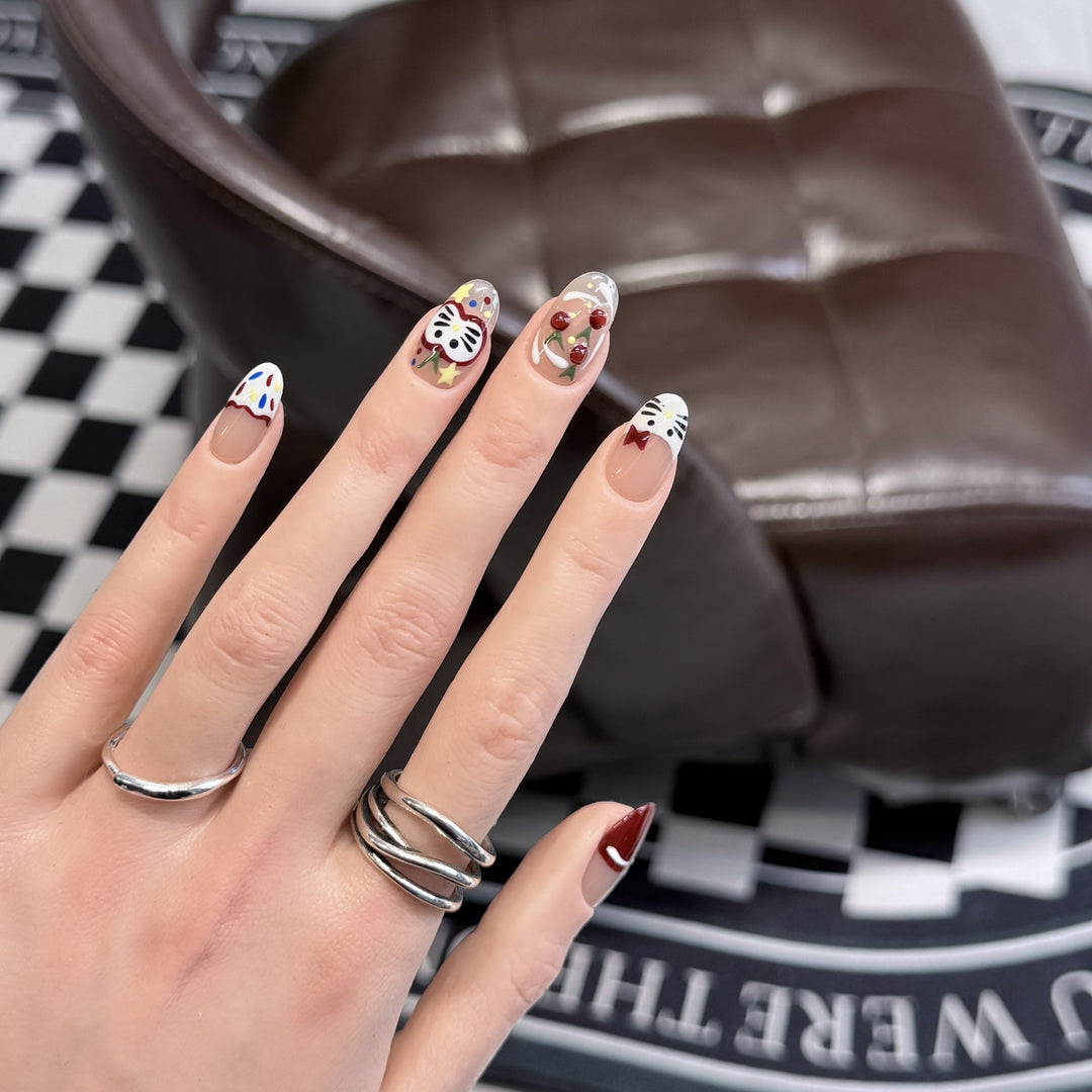 Artistic Character-Themed Press-On Nail Art Set Bowlift