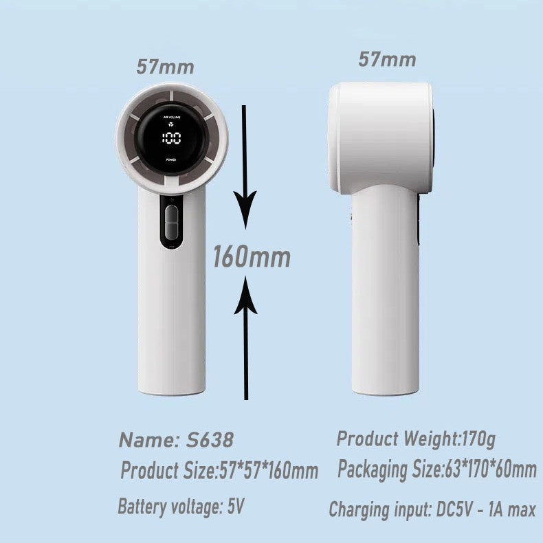 Women's Portable Handheld Fan with Smart LED Display Bowlift