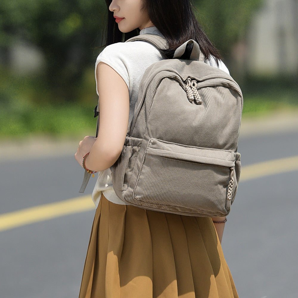 Casual Corduroy Backpack Bowlift
