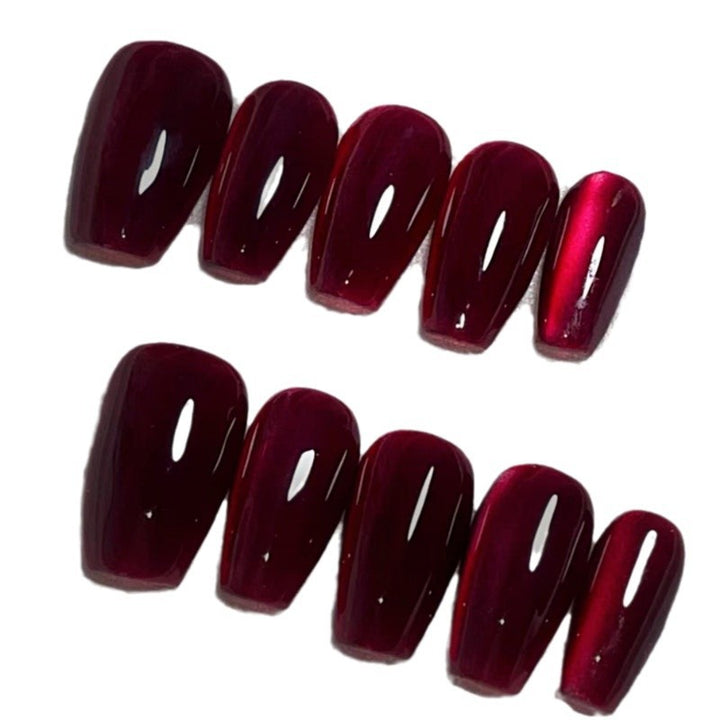 Glossy Deep Red Press-On Nails Bowlift