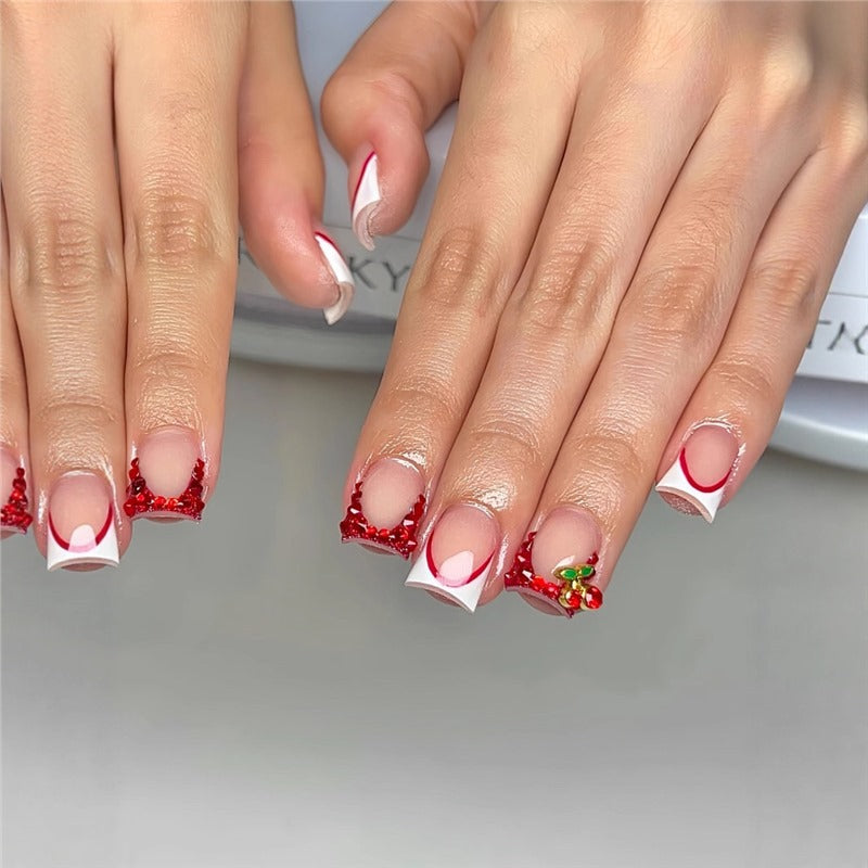 Decorative Rhinestone-Detail Press-On Nail Art Bowlift