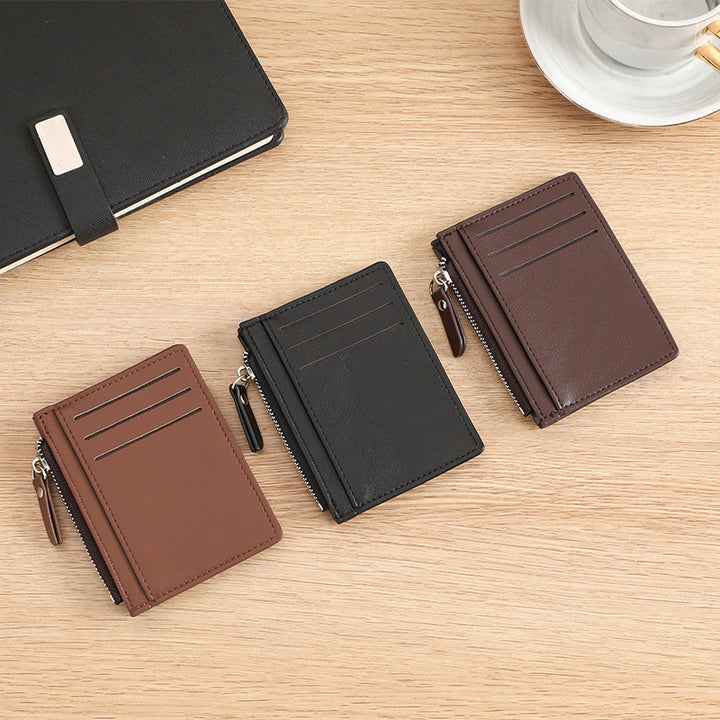 Compact Zippered Leather Cardholder Bowlift