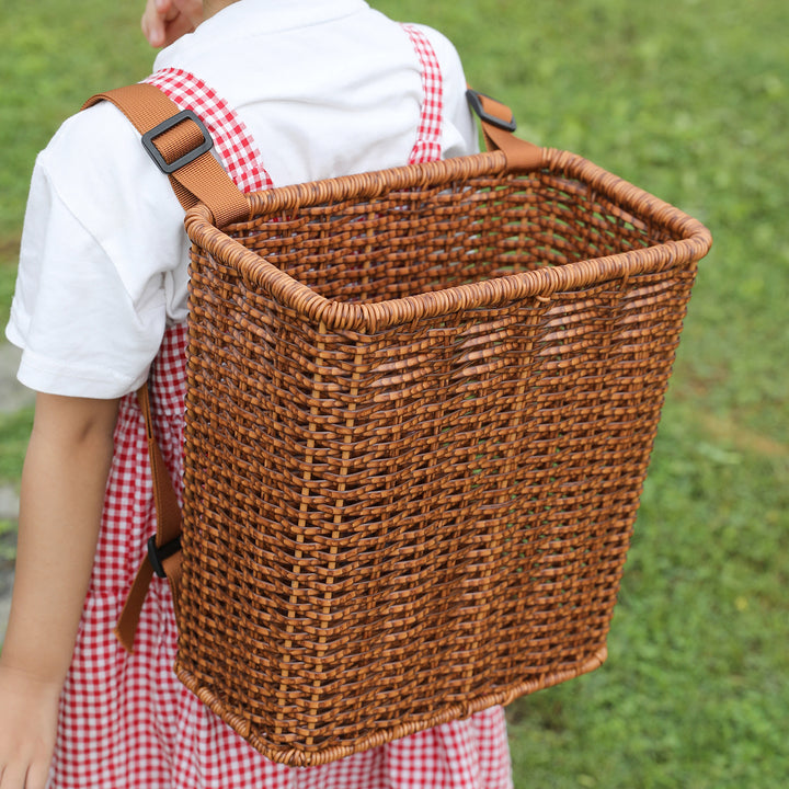 Handcrafted Wicker Storage Basket with Adjustable Strap Bowlift