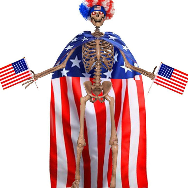 Independence Day wearable flag cape wrap with breathable lightweight polyester stitched star field Bowlift